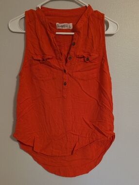 Abercrombie & Fitch Orange Sleeveless Henley Tank